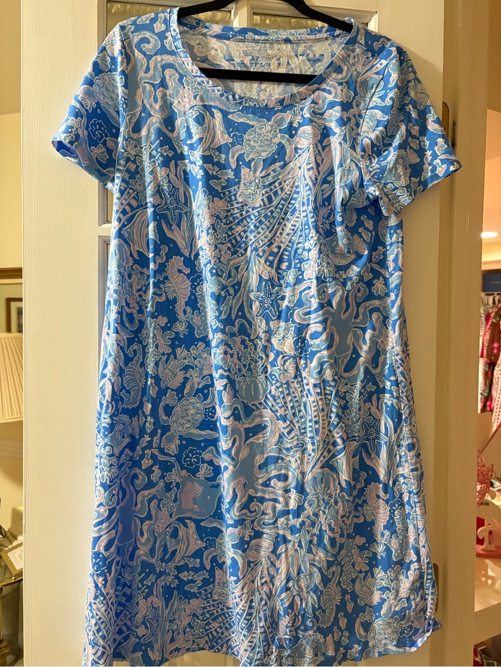 Lilly Pulitzer Blue Seashell-Print Short Sleeve Women's Cody Dress
